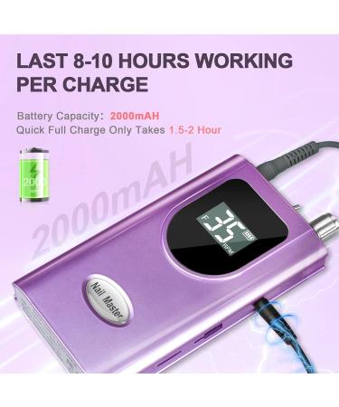 AZ GOGO Electric Nail Cutter - Professional 35000 RPM Nail File for Gel & Acrylic Nails | Portable Manicure & Pedicure Set with 5 Attachments | Adjustable Speed & Direction - Violet - Buy Online on GoSupps.com