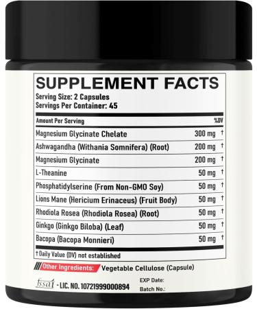 9in1 Cortisol Supplement - Ashwagandha and Magnesium Glycinate and Chelate - Brain Health & Restful Night & Mood Balance - 90 Capsules Supply 45 Days Rice 90 Count (Pack of 1) - Buy Online on GoSupps.com