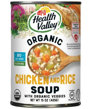 Health Valley Organic Soup, No Salt Added, Chicken & Rice, 15 Oz (Pack of 12) Chicken Rice