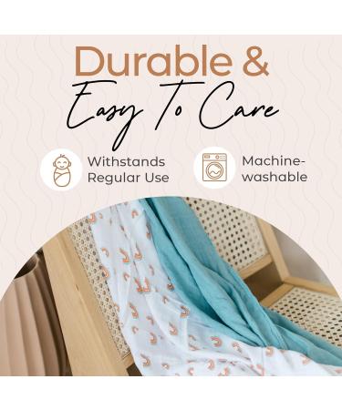 Fern & Avery Swaddle Blankets - Gender Neutral Muslin Swaddles for Baby Boy or Girl - Set of 2 Rainbow Blue Newborn Essential Receiving Blankets - Buy Online on GoSupps.com