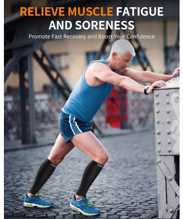 CAMBIVO 2 Pairs Calf Compression Sleeves for Men & Women - Shin Splint and Calf Support for Running, Sports, Flight, Hiking, Cycling - L-XL, Pure Black - Buy Online on GoSupps.com