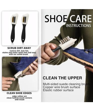 Suede Brush Set for Shoes - 4-Sided Shoe Cleaner & Nubuck Brush - 2pcs Suede Brush Kit for Leather Boots - Buy Online on GoSupps.com