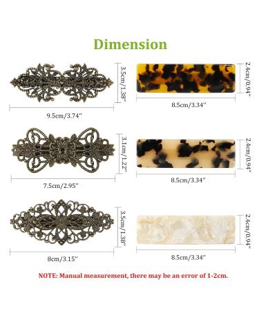 6 Pcs French Classic Hair Clips | Retro Bronze Metal Hair Clips Set for Women & Girls - Stylish Hair Accessories - Buy Online on GoSupps.com