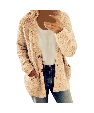 Hanxiulin fleece plush jacket fluffy warm zipper wool jacket ladies wool coat long hood fleece jacket lightweight quilted warm outdoor hooded tops winter coat plush jacket 3xl khaki