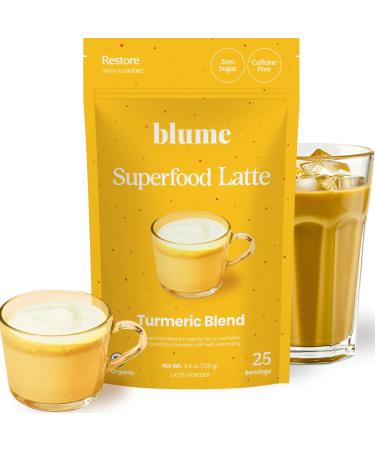Blume Superfoods Latte - Turmeric Powder and Ginger Powder - Golden Milk Cardamom Ginger Root Caffeine Free Sugar-Free Organic - Vegan Keto Friendly Gluten-Free - 25 Servings
