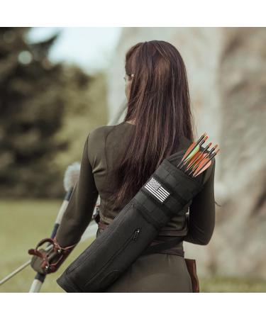 G4Free Archery Back Arrow Quiver with Molle System - Black Canvas Shoulder Hanged Target Holder for Shooting Practice with Tactical Patch - Buy Online on GoSupps.com