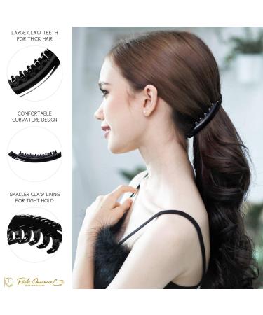 RC Roche 6-Pack Vintage Black Banana Hair Clips - Thick Teeth Holders for Medium Hair - Buy Online on GoSupps.com