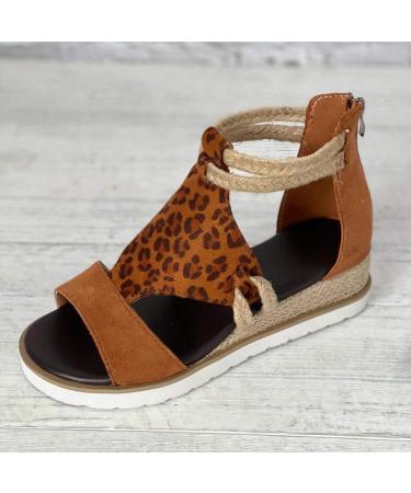 GETBEE Women's Platform Ankle Strap Sandals - Fish Mouth Open Toe Flatform Wedge Espadrilles in A4-brown - Buy Online on GoSupps.com