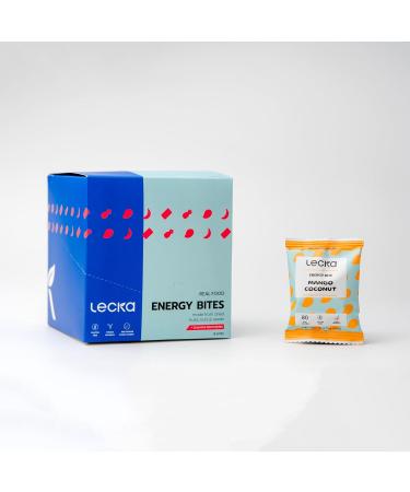 Lecka Energy Bites 18 Bites | Natural Fruit & Nut Snack | 20g Mini Energy Bar | Plant-Based No Added Refined Sugar Gluten-Free | Healthy Snack for Athletes Office Kids & Travel (18 Bites Mango Coconut) - Buy Online on GoSupps.com