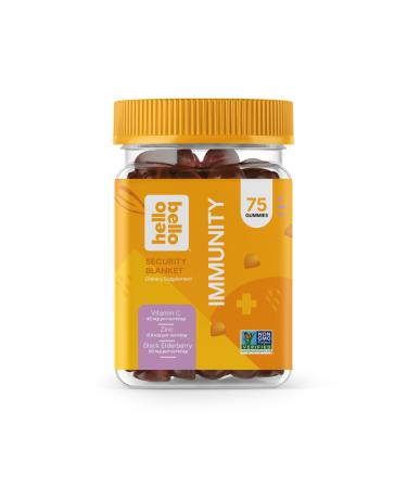 Hello Bello Elderberry Immunity Vitamins I Vitamin C and Zinc Infused Natural Elderflower Flavor Gummies I 45mg Vitamin C, 3.75mg Zinc and 50mg Black Elderberry I 75 Count (1 Pack) 75 Count (Pack of 1)