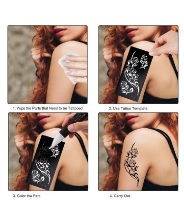 Konsait Large Temporary Tattoo Stencils - Reusable Henna Sticker Kit for Adults & Girls - Buy Online on GoSupps.com