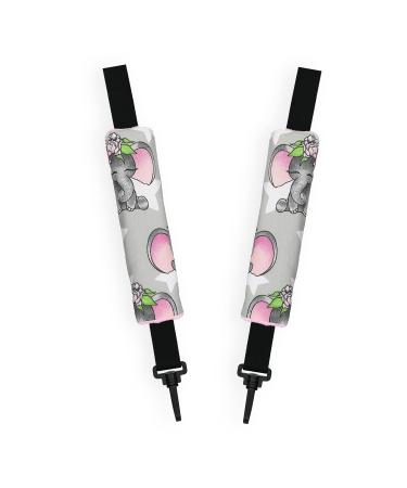 Harness Seat Belt Strap Covers Padded Universal New Reversible Set of 2 (Elephant/Pink) Elephant / pink