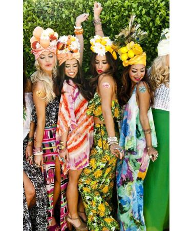 10 Luau Floral Temporary Tattoos - Hawaiian Tropical Flamingo Summer Party Favors - Buy Online on GoSupps.com