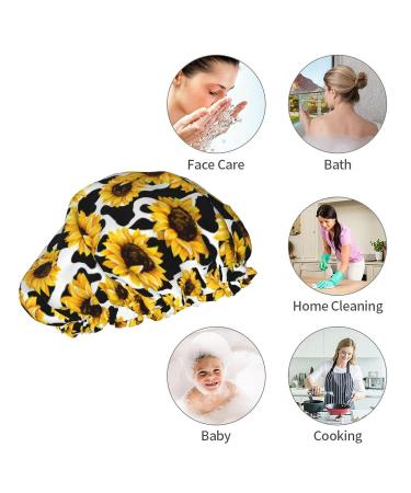 Sunflower Waterproof Shower Cap for Women and Girls - Reusable Double Layers Bathing Hat - Buy Online on GoSupps.com