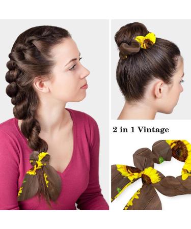 Nurse Scrub Caps - Sunflowers White Wooden Working Cap with Button and Bow Hair Scrunchie - Buy Online on GoSupps.com