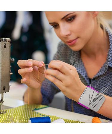 Magnetic Wrist Sewing Pincushion with Stainless Steel Pins & Hair Clips (Purple) - Buy Online on GoSupps.com