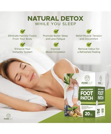 PoreOut Detox Foot Pads - Natural Deep Cleansing Patches for Toxin Removal - Stress Relief & Sleep Aid - 20 Count - Buy Online on GoSupps.com