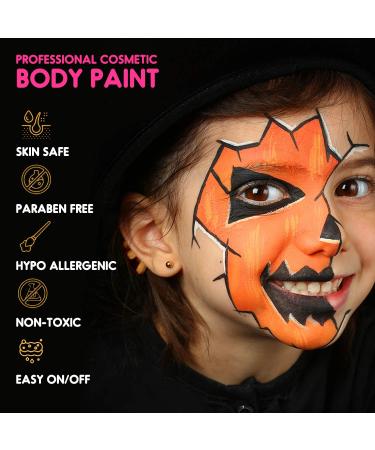 Body Painting Makeup Palette for Kids - 18 Colors 28 Stencils & 4 Brushes | Safe Easy Wash - Perfect for Halloween Carnival & Christmas - Buy Online on GoSupps.com