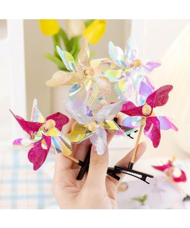 Windmill Sequins Hair Clips - Colorful Glitter Pinwheel Hair Clamp | Colorful Pinwheel Hair Bows Cartoon Random Accessories for Birthday Holiday - Buy Online on GoSupps.com