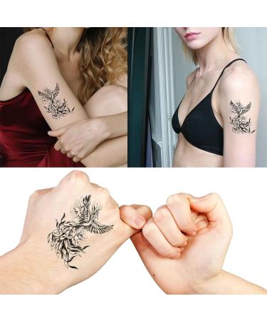 Dopetattoo 6 Sheets Temporary Fake Tattoos - Majestic Phoenix in Flowers Design for Men and Women - Neck, Arm, Chest - Buy Online on GoSupps.com