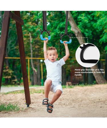 EXQ Home Kids Gymnastic Rings with Adjustable Straps - 220lb Capacity - Blue Standard - Buy Online on GoSupps.com