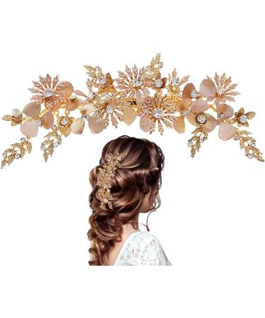 Golden Hair Clips | Golden Sparkly Hairpins - Retro Handmade Hair Accessories for Gatherings Festivals Wedding Events - Buy Online on GoSupps.com