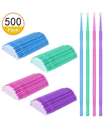 Jeffouoo 500 Micro-Applicator Brushes for Eyelash Extensions & Makeup | Ultra-Fine Eyelash Brushes in Dark Blue Perfect for Mascara & Cleaning - Buy Online on GoSupps.com