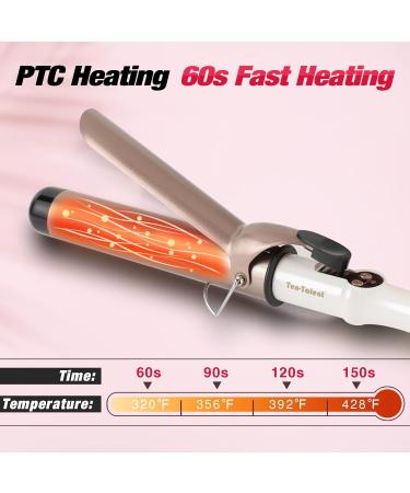 Ten-Tatent 38mm Ceramic Tourmaline Curling Tongs | Dual Voltage Curling Iron for Long & Short Hair | Adjustable Heat Settings | White - Buy Online on GoSupps.com