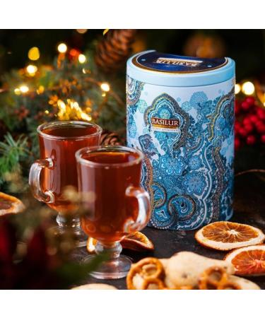 Basilur Ceylon Black Tea with white and blue cornflower Oriental Collection Frosty Afternoon in metal caddy 100 gr - Buy Online on GoSupps.com