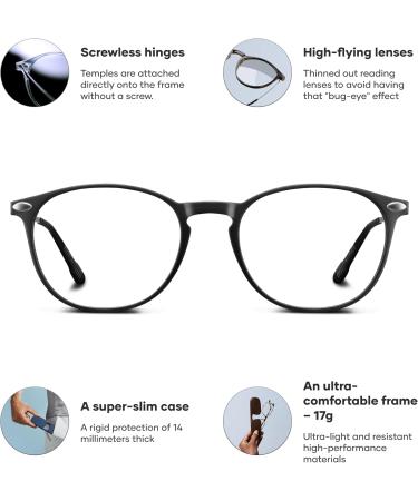 Shop Nooz Optics Essential Alba Reading Glasses - Ultra Light Oval Frame Compact Etui 6 Colors for Men & Women - Perfect for Everyday Use - Buy Online on GoSupps.com