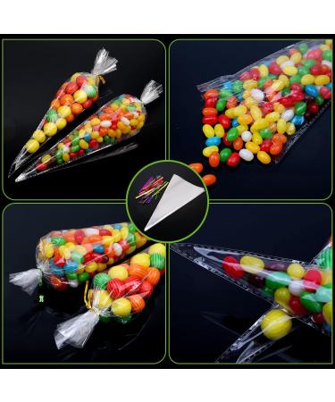 100 Pcs Clear Cone Bags Sweets Cellophane Treat Bag for Baking Candy Cookie Displaying Wrapping Halloween Triangle Goody Bags OPP Treat Bags Sweet Party Gift Bags (13x25) - Buy Online on GoSupps.com