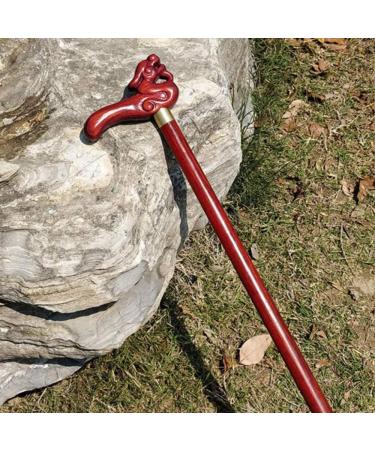 Wooden Cane Solid Walking Stick Walking Stick Cane Creative Carving Handle Red Wooden Crutch for Women Old Man Mobility Aid Costume Party Accessory for Elderly Seniors - Buy Online on GoSupps.com
