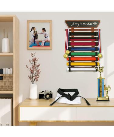 TIPSYTREE Karate Belt Display Rack with Handwritable Blackboard - 8 Belt Taekwondo & BJJ Holder for Personalized DIY Board | Kids Martial Arts Belt Display - Buy Online on GoSupps.com
