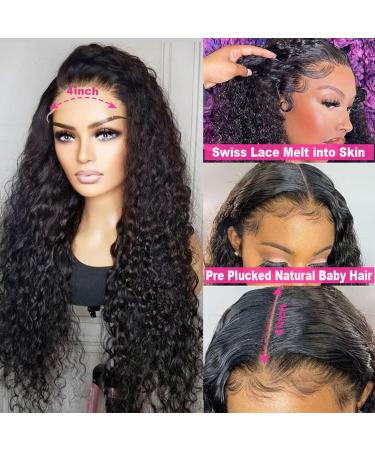 22 Inch Water Wave Lace Closure Wig | Brazilian Human Hair | Pre Plucked & HD Transparent Lace Front | 150% Density | Wet and Wavy with Baby Hair - Buy Online on GoSupps.com