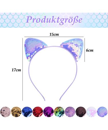 ZOCONE Cat Ears Hair Accessories 10 Pieces Glitter Cat Ears Headband Hair Band with Ears Headband Cat Ears for Women and Girls Party and Everyday Decoration - Buy Online on GoSupps.com