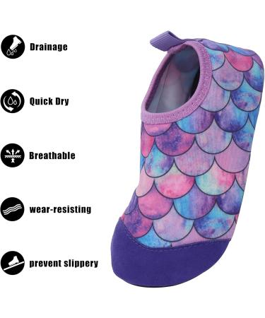 AISPRTS BAYSTHUTE Kids Water Shoes - Boys & Girls Slippery Barefoot Swimming Shoes Aquasque Beach Shoes for Babies Purple Fish Scale 28/29 EU - Buy Online on GoSupps.com
