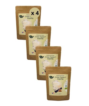 FRANCE D LICES - Pr paration Pour Cr me Dessert La Vanille Bio - Dessert Gourmand Et Naturel - Pr t En 5min - Fabrication Artisanale En France - Sans Gluten - 4 Pers. - 4 Sachets De 75g 4 Unit s De 75g