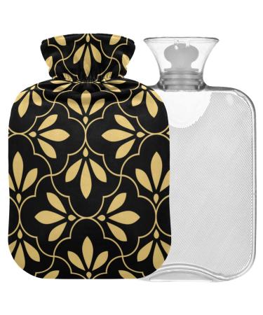 NAANLE hot water bottle with lid flower flower-transparent hot water bottle heat bottle for back pain relief handfoot warmer neck hot and cold therapy 1l