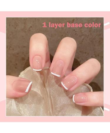French Manicure Nail Polish White Nail Polish & Dark Nude Gel Nail Polish Set White Liner Gel French Tips Drawing Sheer Jelly Gel Nail Polish Soak Off UV Nail Gel for French Nail Art Painting Color: Dark Nude - Buy Online on GoSupps.com