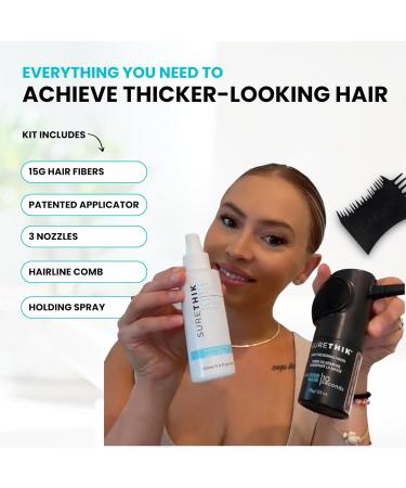 SureThik Hair Thickening Fiber Starter Package - Includes Medium Brown Fiber Holding Spray & Application Tools - Perfect for Instant Volume & Coverage - Buy Online on GoSupps.com