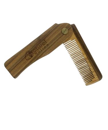 Folding Wooden Beard Brush/Hair Comb Stocking Filler Pocket Sized Durable Anti-Static Mens Eco Friendly Natural