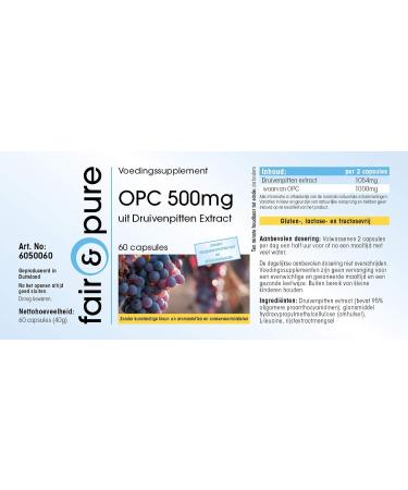 Fair & Pure - OPC 500mg Grape Seed Extract - Oligomeric Proanthocyanidins - Vegan - 60 Capsules - Buy Online on GoSupps.com