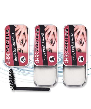 2 Pack Eyebrow Soap Kit Long-lasting Waterproof Eyebrow Shaping Wax Soap Transparent Brows Gel Moisturizing 4D Brows Styling Soap Thick Eyebrow Setting Gel with Eyebrow Brushes