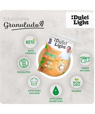 Erythritol 1kg 100% Natural Sweetener 0 Calories DulciLight Zero |+5 Free Brown Sweetener Sachets for You | Ideal for The Keto Diet | DulciLight The Natural Taste of Sugar - Buy Online on GoSupps.com