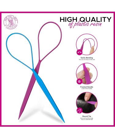 Teenitor Hair Tail Tools - 2 Pairs French Braid Ponytail Maker Accessories in Purple and Blue - 4pcs Hair Styling Loop Tool for Teens - Buy Online on GoSupps.com