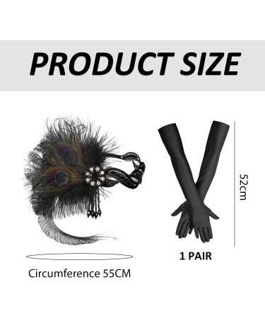 1 Headband 1 Pair of Gloves Women's Headwear Feather Headbands Women's Headbands Modern Headbands 1920s Feather Headbands 1920s Women's Accessories Women's Hair Accessories Headbands - Buy Online on GoSupps.com
