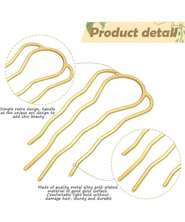 6P 87 mm Hair Fork Clip Stick Hair Side Comb Hairpin Hair Bun Updo Hair Sticks Alloy 4 Prong Bun Hair Pins Clips Grips for Women Hair Styling Tool Accessories Gold Rose Gold and Silver - Buy Online on GoSupps.com