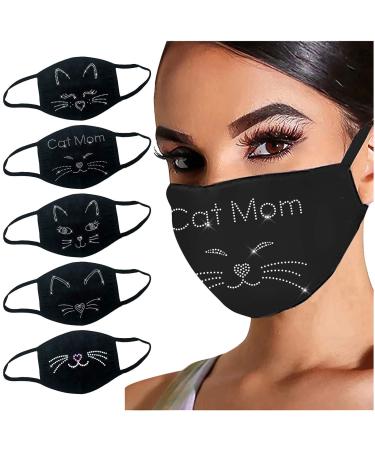 Lulupi glitter cat mouth protection multifunctional test 3D printing mask washable cotton fabric mask everyday mask cat motif animal motif mouth and nose protection face scarf scarf