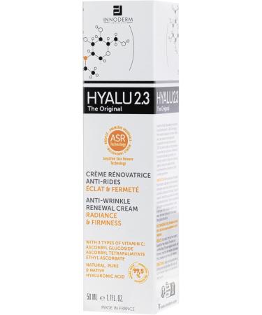 Innoderm | HYALU2.3 Anti-wrinkle Renewal Cream - Radiance/Firmness | Global anti-aging cream | Hydrates | Patented complex (Hyaluronic Acid + AHA + Glycerol) & trio of Vitamin C | 99.5% natural | 50ml - Buy Online on GoSupps.com
