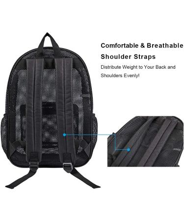 Heavy Duty Mesh Backpack - Padded Shoulder Straps for College Students, Swimming & Outdoor Sports - Black - Buy Online on GoSupps.com